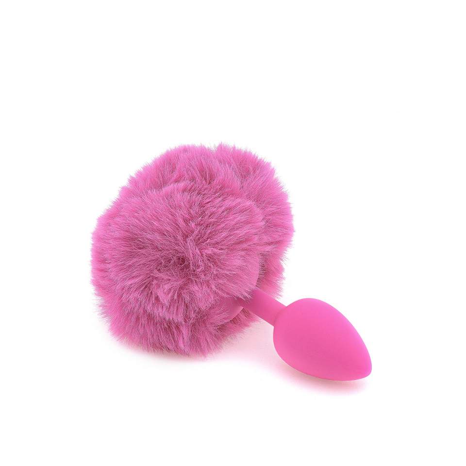 Różowy korek analny z ogonkiem króliczka - średnica 3 cm