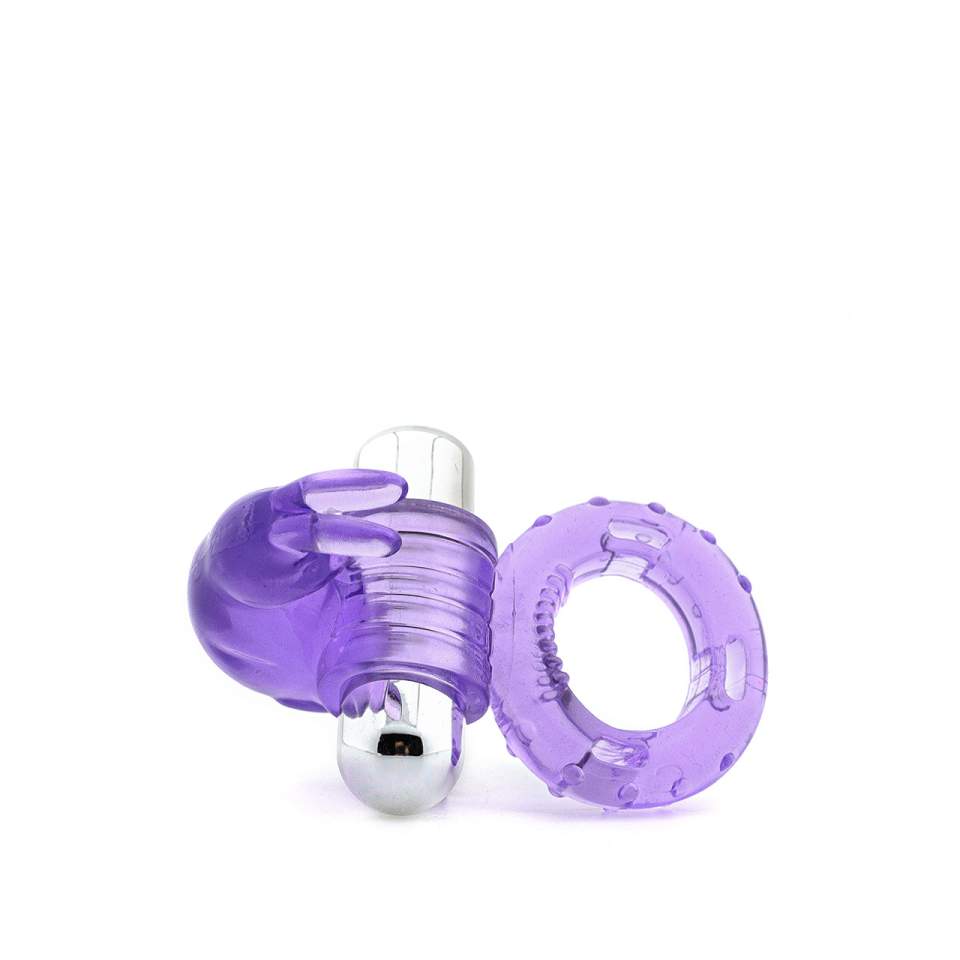 Fioletowy wibrujący pierścień erekcyjny ze stymulatorem łechtaczki