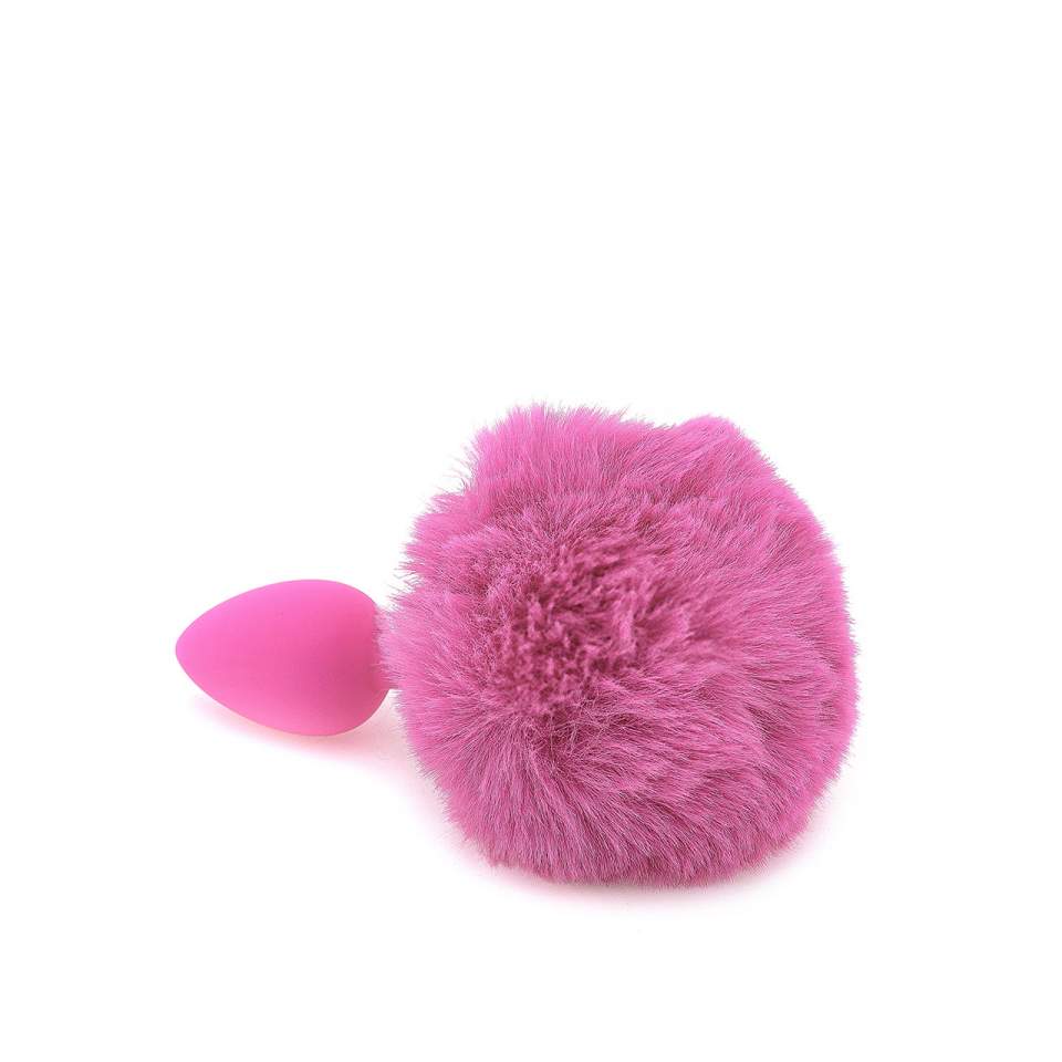 Różowy korek analny z ogonkiem króliczka - średnica 3 cm