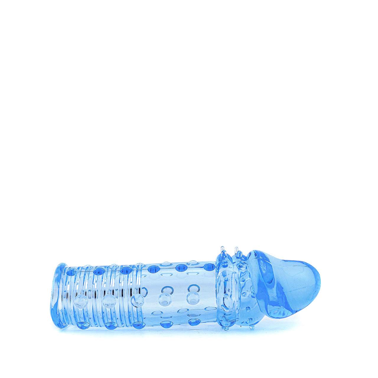 Niebieska elastyczna nakładka na penisa z wypustkami 