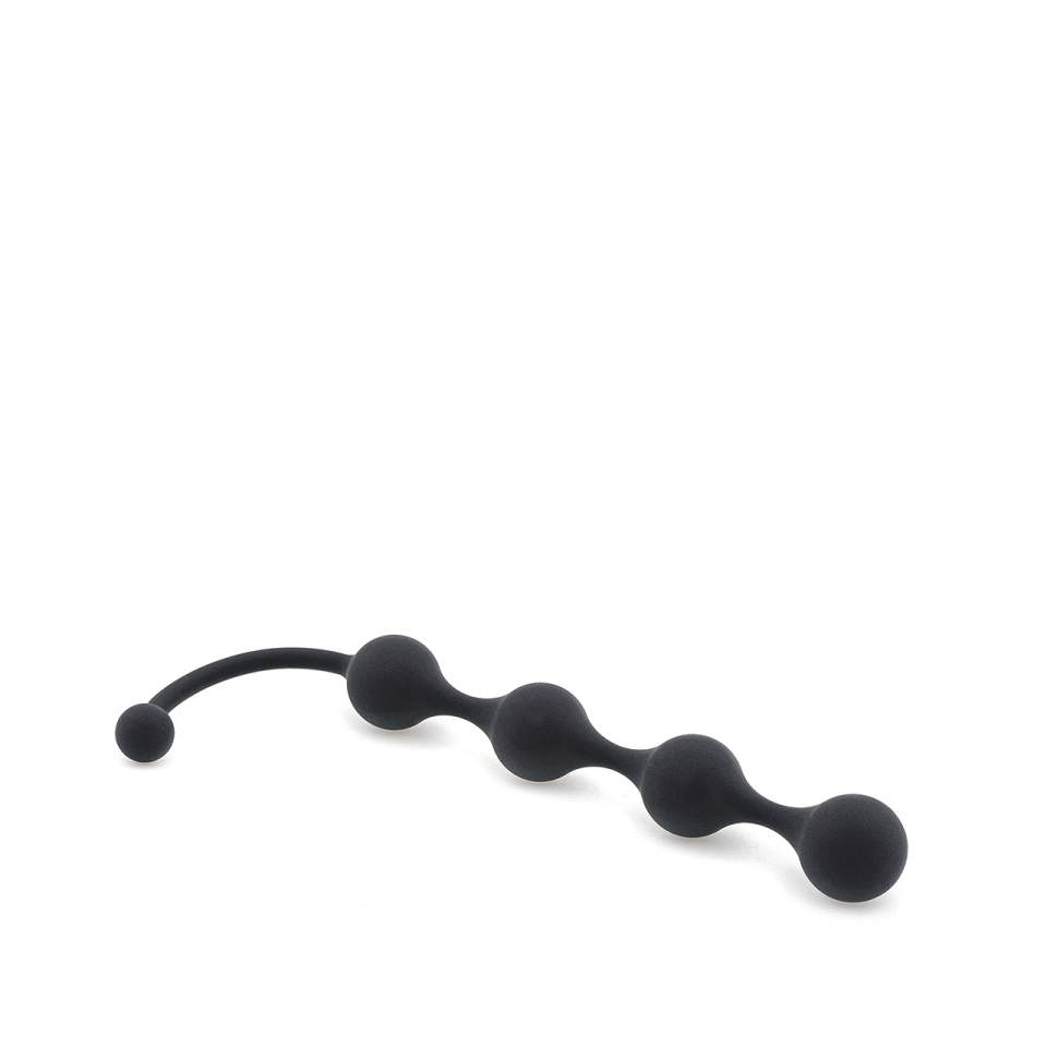Czarne podłużne koraliki analne wykonane z silikonu – średnica 2,5 cm