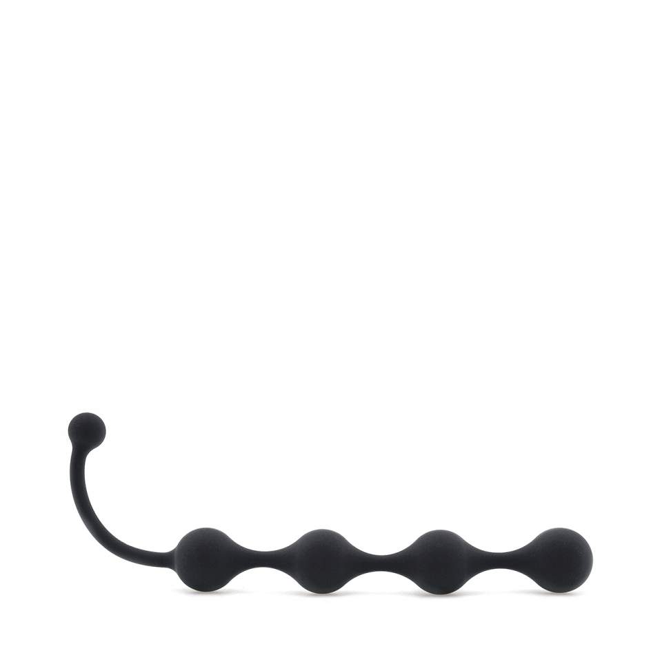 Czarne podłużne koraliki analne wykonane z silikonu – średnica 2,5 cm