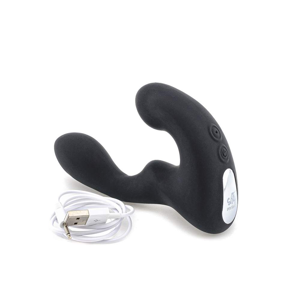 Czarny silikonowy masażer prostaty z dwoma mocnymi silnikami – 9 trybów wibracji