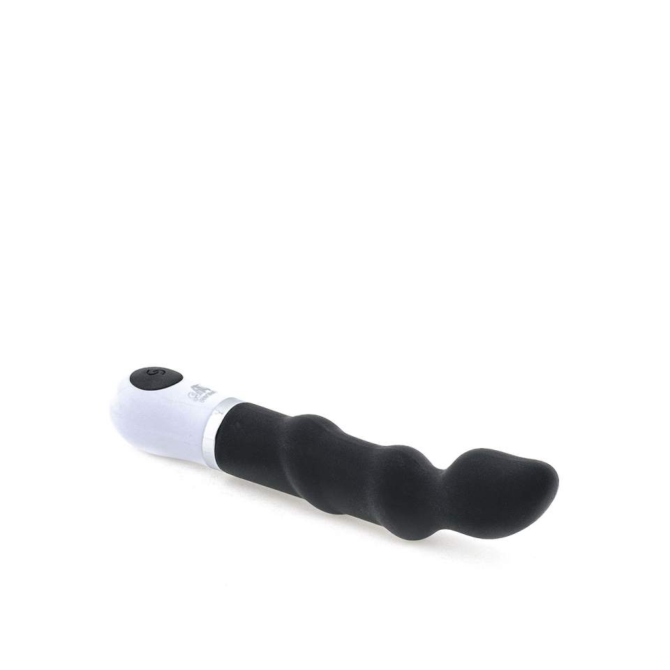 Czarny wibrator analny, wyprofilowany do masażu punktu G mężczyzny