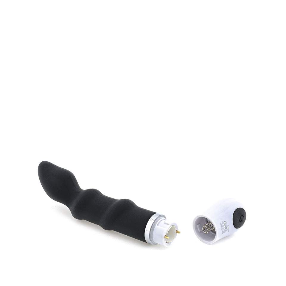 Czarny wibrator analny, wyprofilowany do masażu punktu G mężczyzny