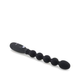 Czarny silikonowy wibrator analny z koralikami - 18 cm