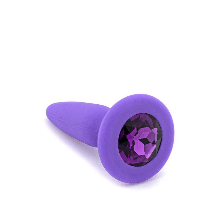 Fioletowy silikonowy korek analny z kryształkiem – średnica 2 cm