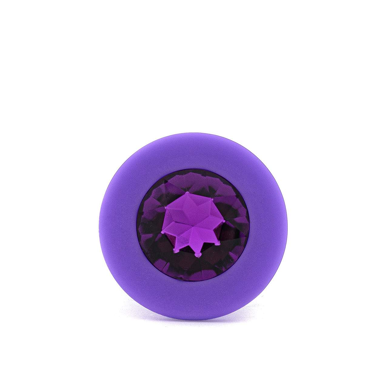 Fioletowy silikonowy korek analny z kryształkiem – średnica 2 cm