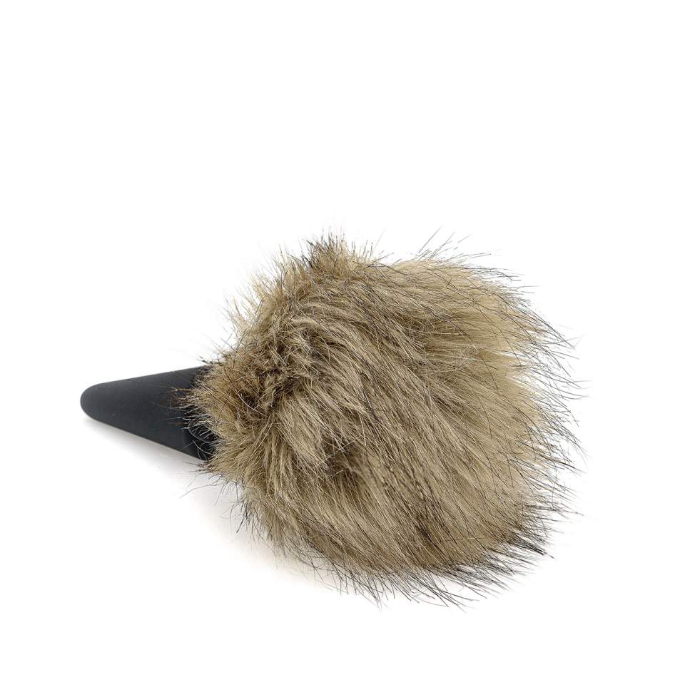 Silikonowy korek analny z brązowym odczepianym futerkiem - średnica 3,6 cm