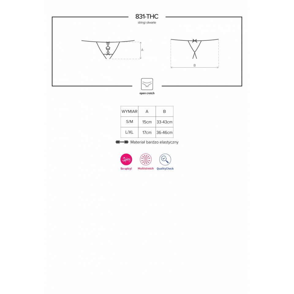 Unikatowe otwarte czarne stringi Obsessive 831-THC-1