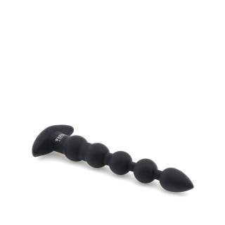 Czarne silikonowe koraliki analne z wibracjami - 7 trybów wibracji