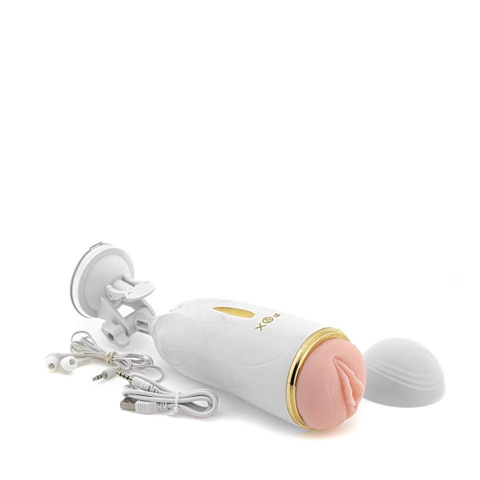 Biały realistyczny masturbator z przyssawką – 7 trybów wibracji