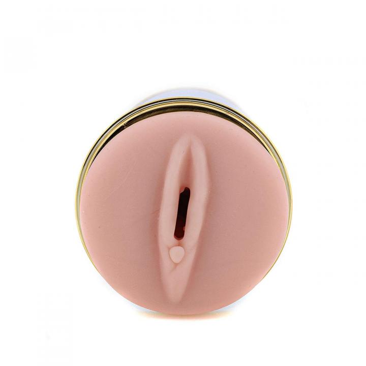 Elegancki dwustronny masturbator dla mężczyzn wykonany z cyberskóry – 18 cm
