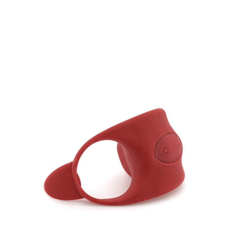 Czerwony pierścień wibracyjny połączony z funkcją elektrostymulacji