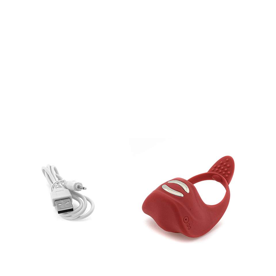 Czerwony pierścień wibracyjny połączony z funkcją elektrostymulacji