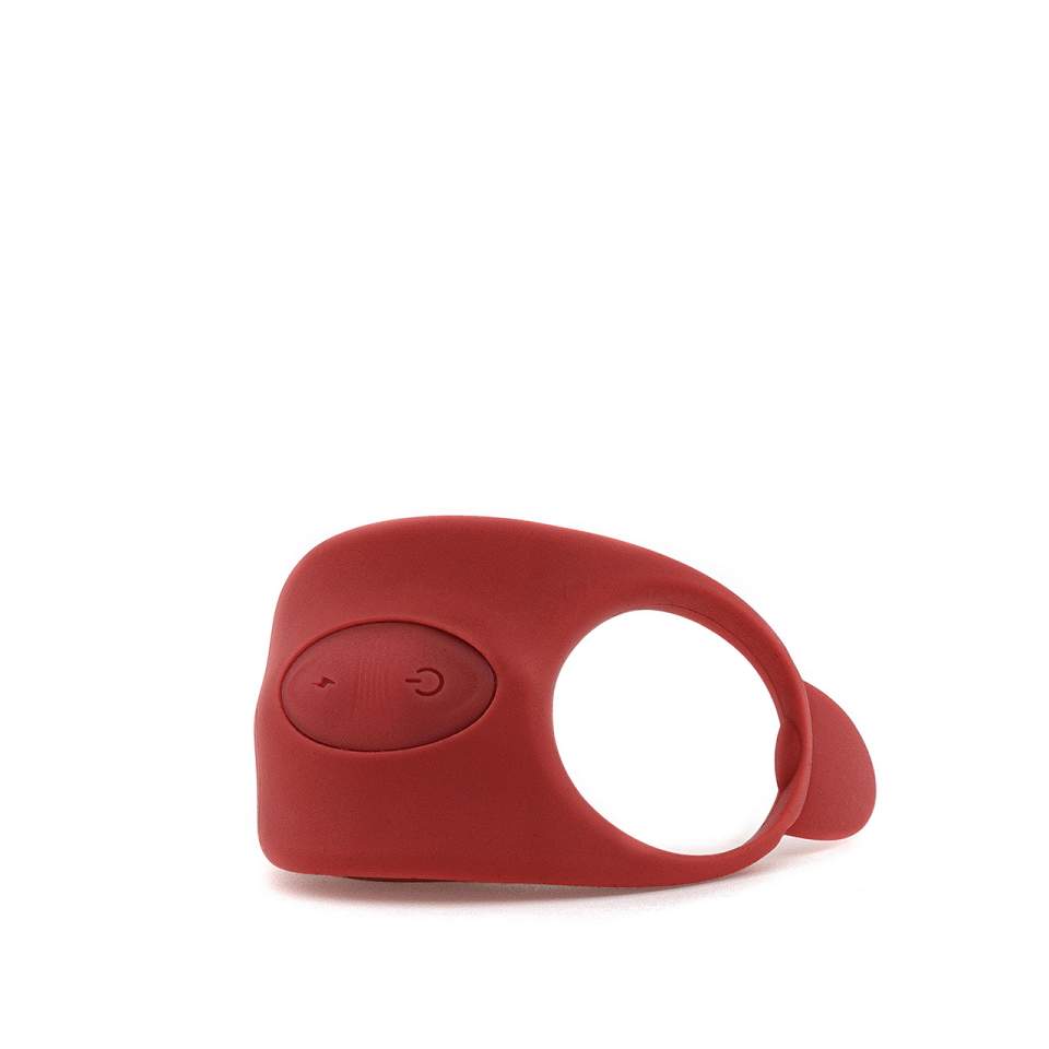 Czerwony pierścień wibracyjny połączony z funkcją elektrostymulacji