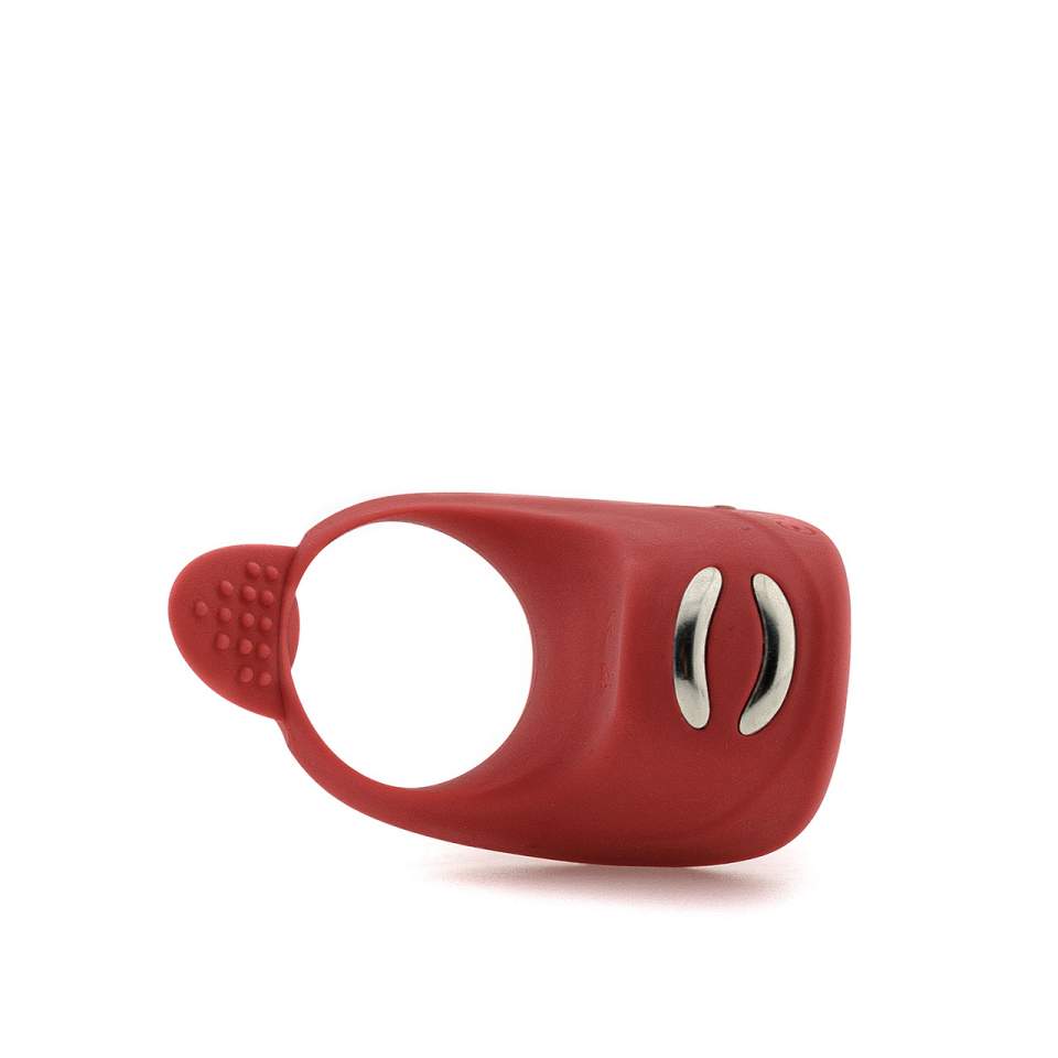 Czerwony pierścień wibracyjny połączony z funkcją elektrostymulacji