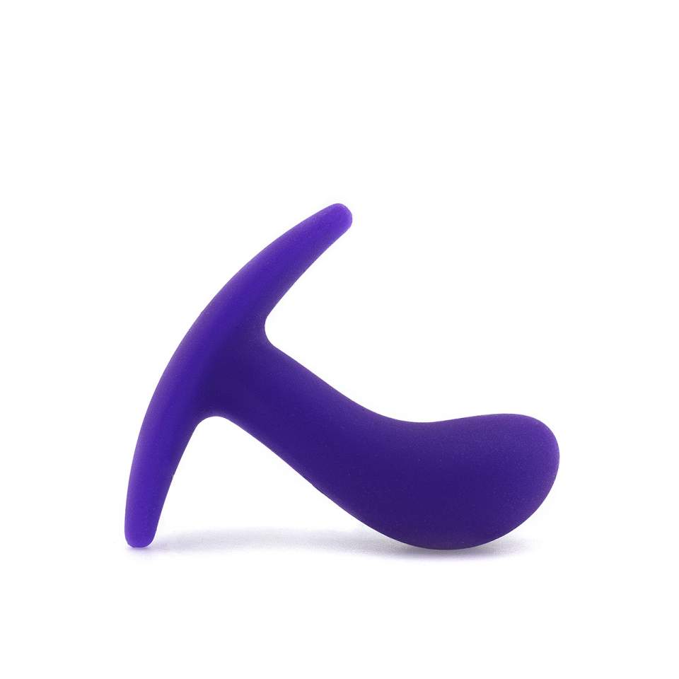 Fioletowy mały korek Bootie Fun Factory z wygiętą końcówką – średnica 2,5 cm