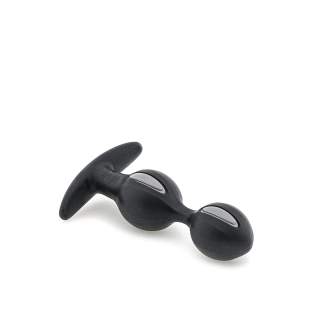 Szaro-czarne kulki analne z silikonu - średnica 3,2 cm - 3,6 cm