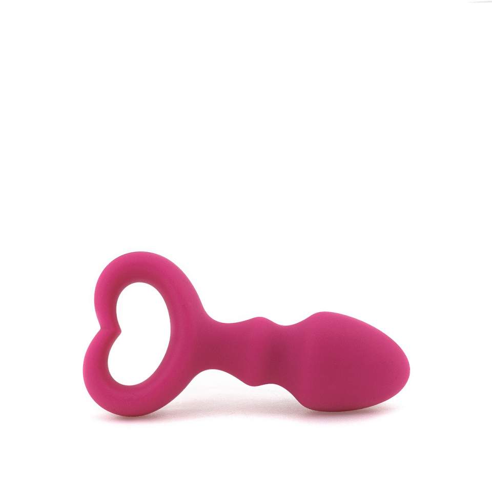 Różowy silikonowy korek analny z rączką w kształcie serca – średnica 3,8 cm