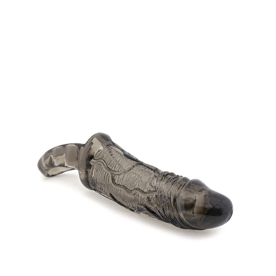 Czarna nakładka realistyczna z pierścieniem na jądra