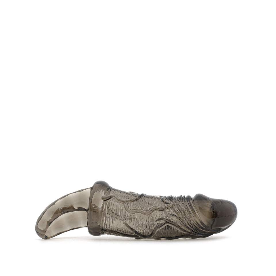 Czarna nakładka realistyczna z pierścieniem na jądra