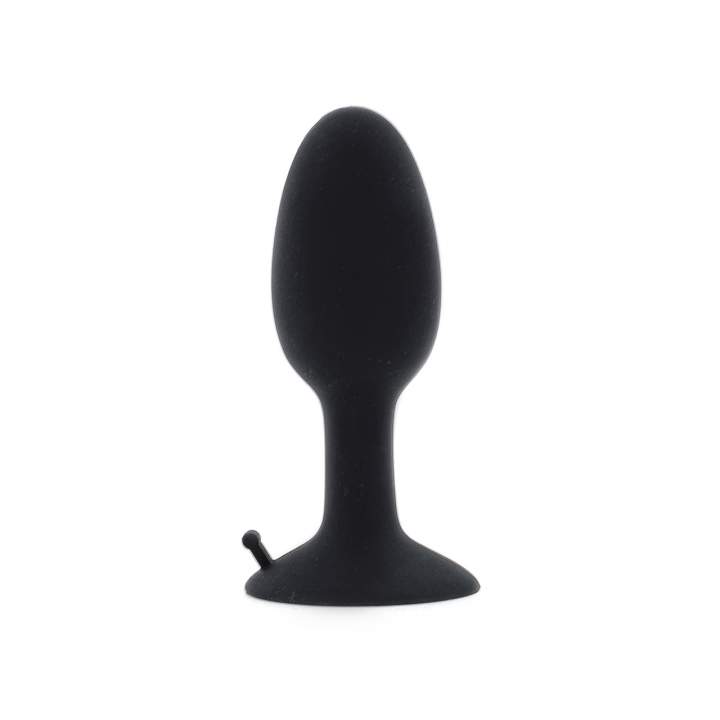 Czarny silikonowy korek analny z wibrującą kulką i mocną przyssawką - średnica 2,8 cm