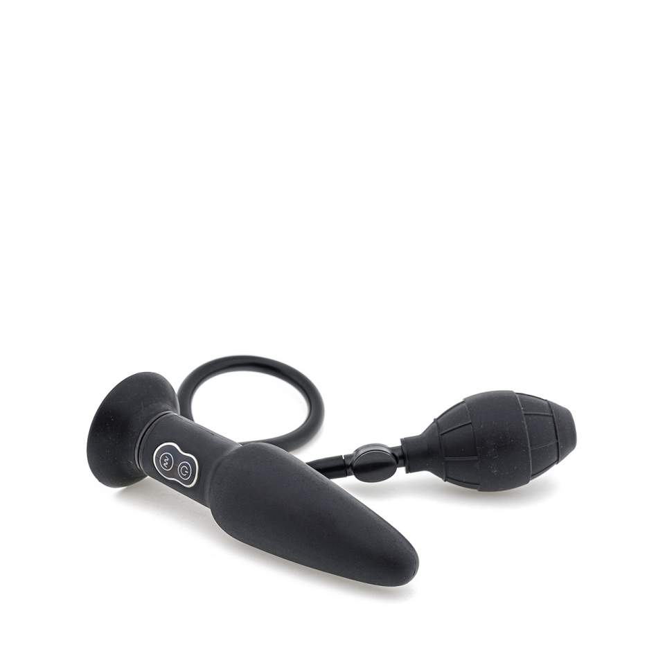 Czarny ręcznie pompowany plug analny z wibracją