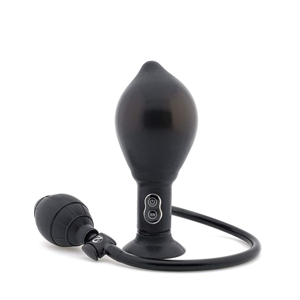 Czarny ręcznie pompowany plug analny z wibracją