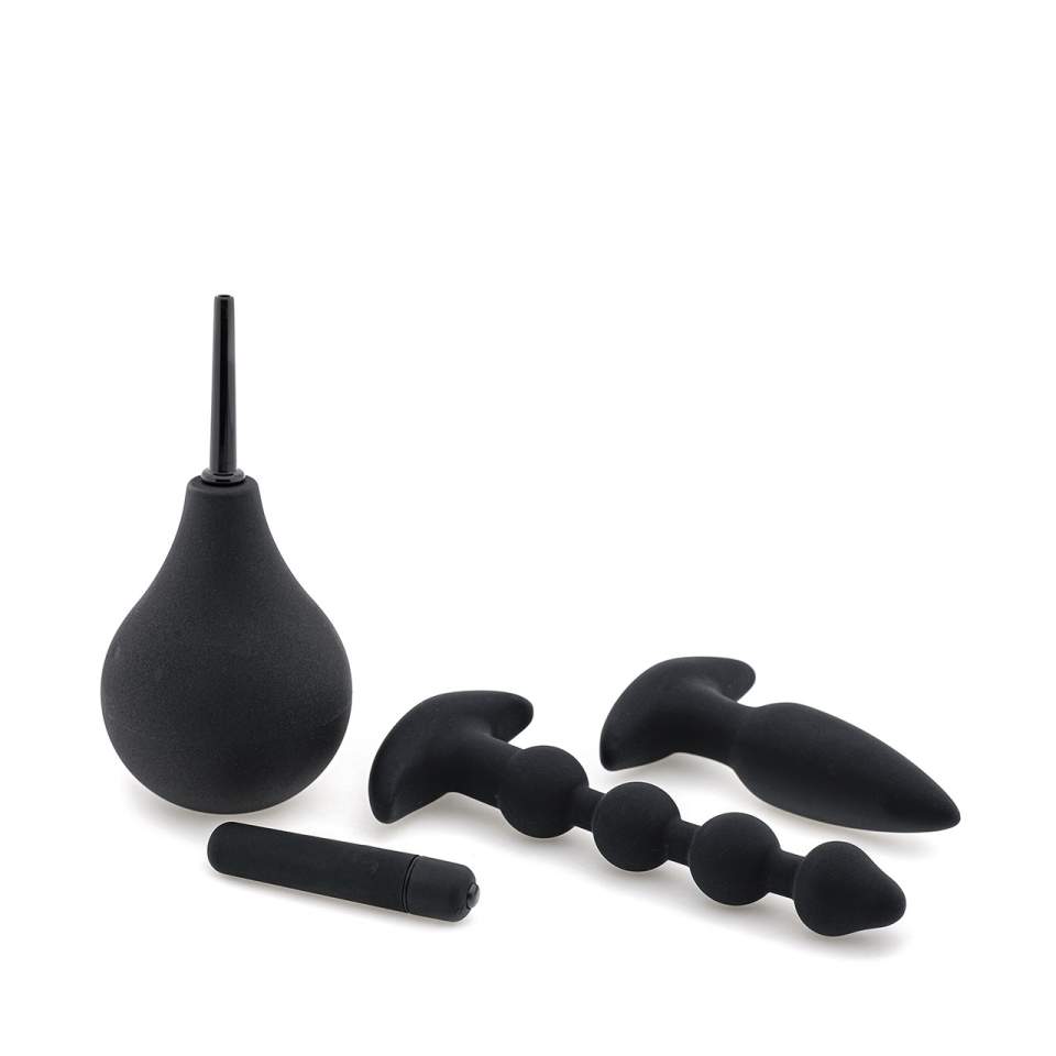 Czarny silikonowy zestaw 4 zabawek analnych