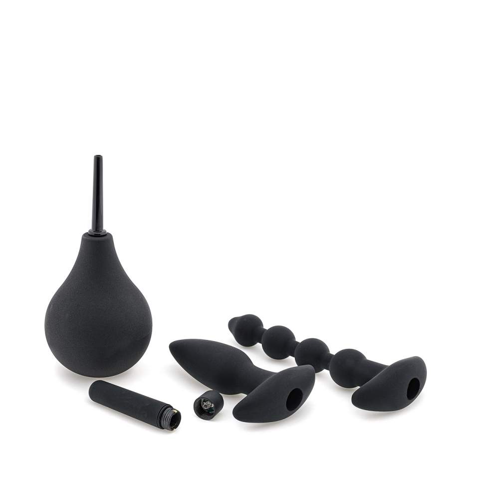 Czarny silikonowy zestaw 4 zabawek analnych
