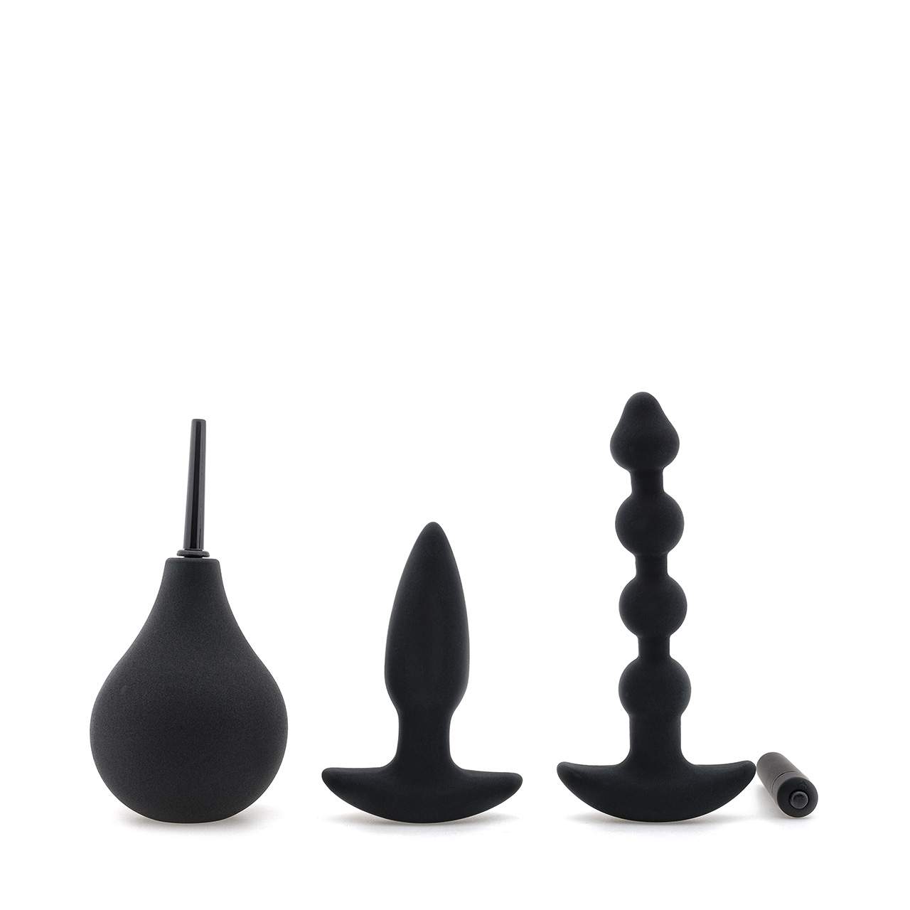 Czarny silikonowy zestaw 4 zabawek analnych