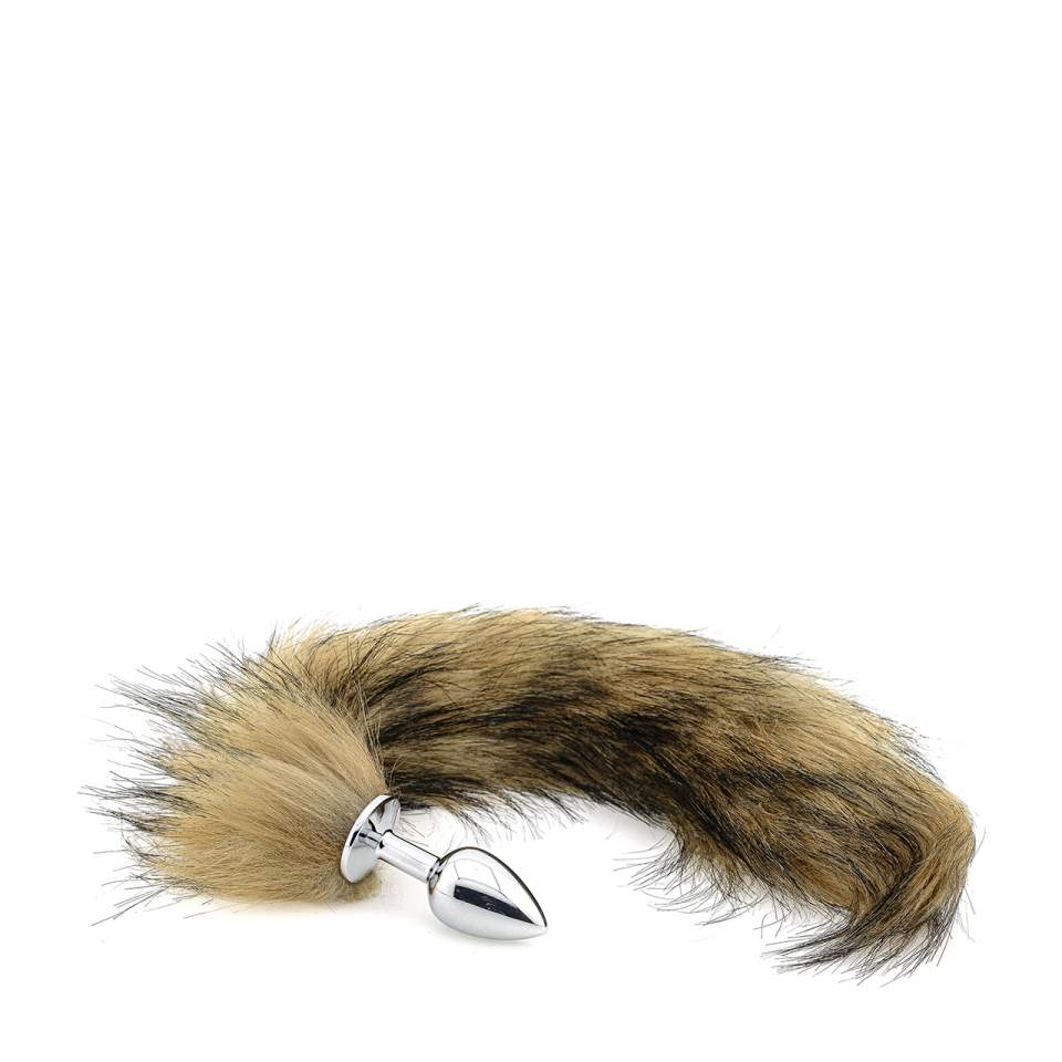 Brązowy lisi ogon – korek analny ze stali nierdzewnej dla kobiet i mężczyzn - średnica 2,5 cm