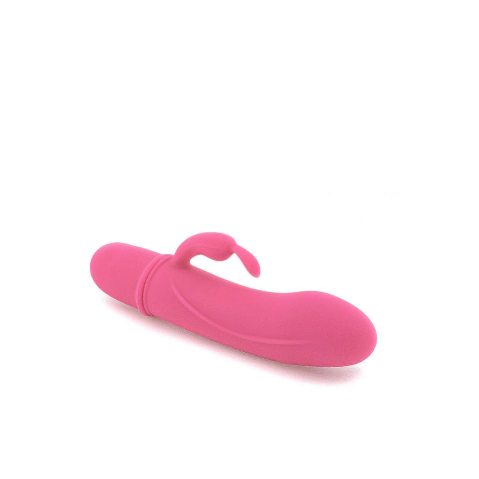 Różowy silikonowy wibrator króliczek z dodatkową stymulacją łechtaczki 
