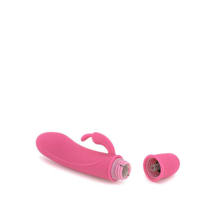 Różowy silikonowy wibrator króliczek z dodatkową stymulacją łechtaczki 