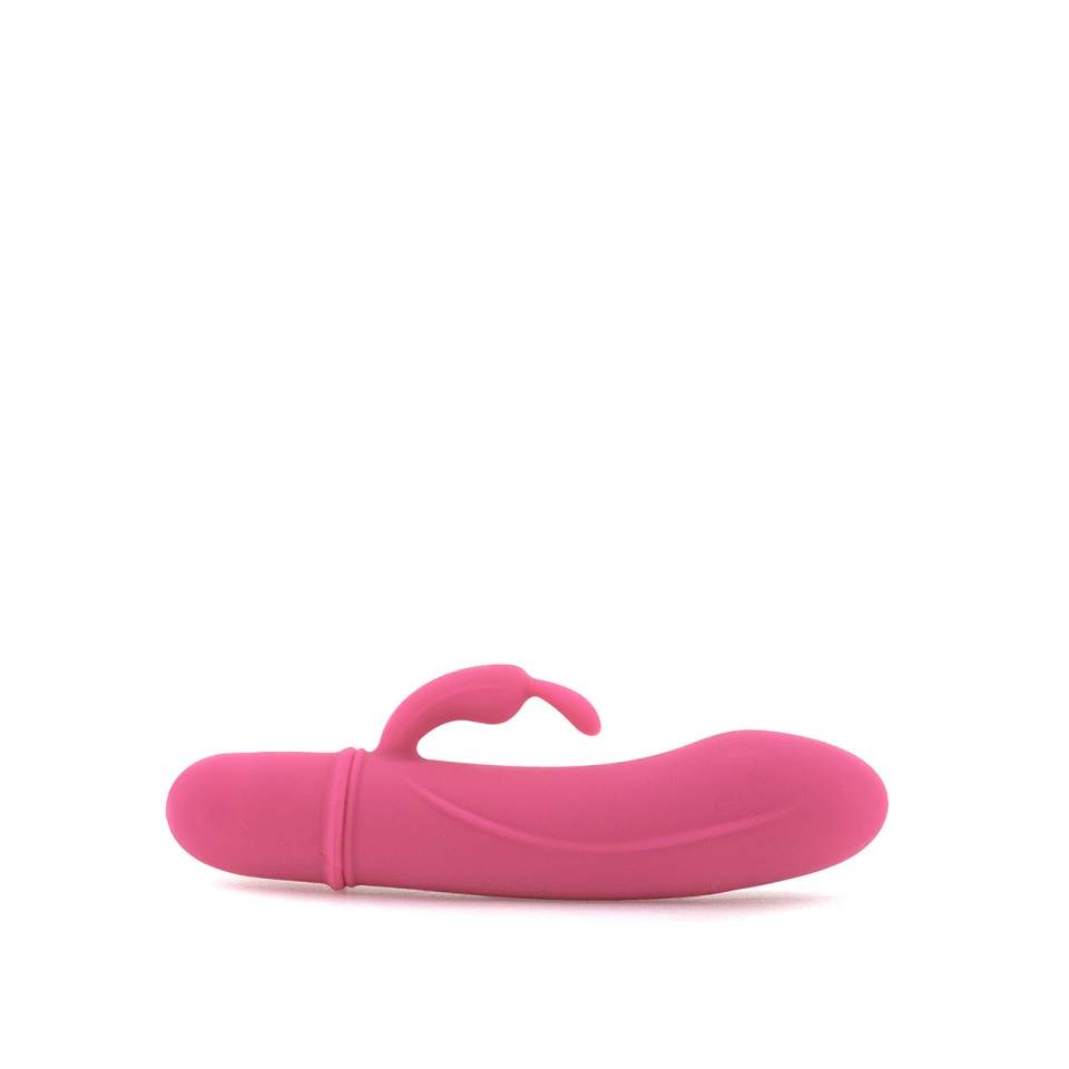 Różowy silikonowy wibrator króliczek z dodatkową stymulacją łechtaczki 