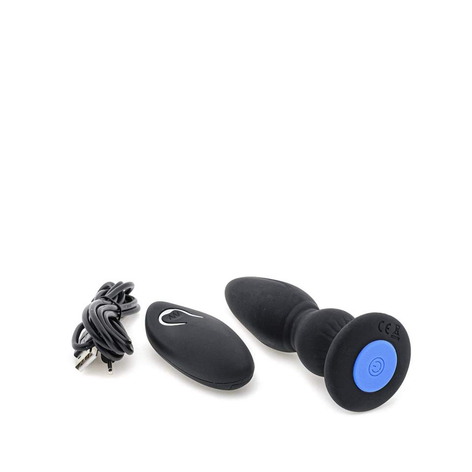 Czarny wibrujący korek analny z 12 trybami pracy na USB