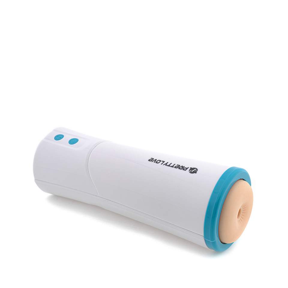 Biały silikonowy masturbator z otworem analnym – 3 funkcje wibracji