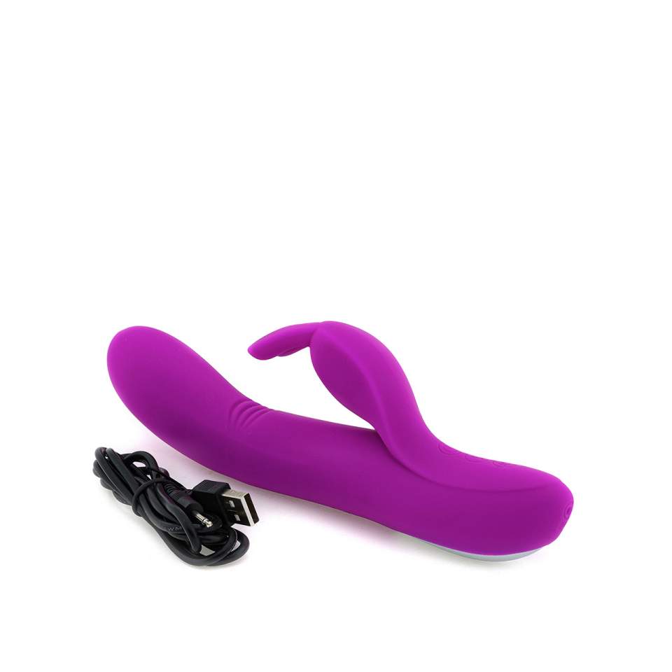 Fioletowy silikonowy wibrator króliczek z masażerem łechtaczki 