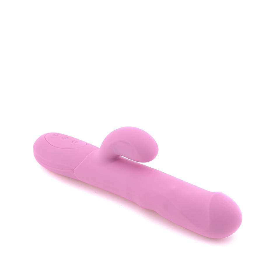 Różowy silikonowy wibrator królik z rotacyjną główką do stymulowania  łechtaczki 