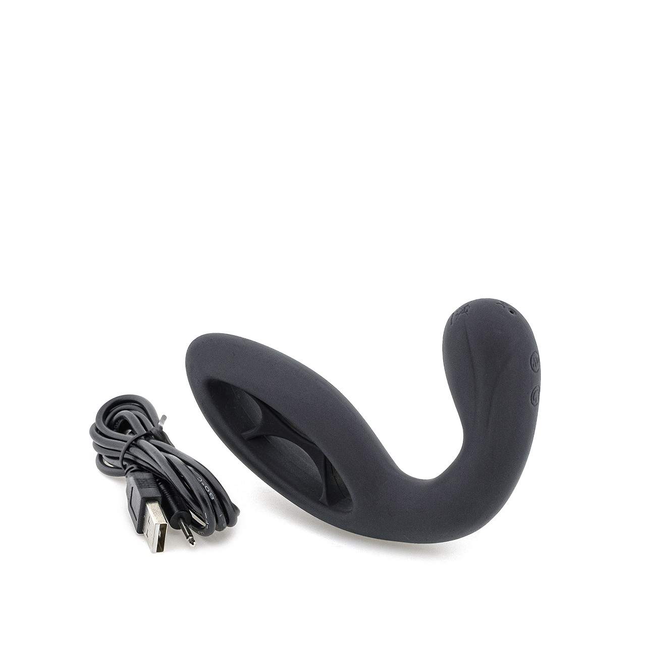 Czarny, silikonowy, wibrujący korek analny z masażerem prostaty