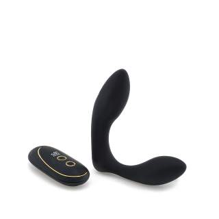 Czarny silikonowy stymulator analno-waginalny z wibracją