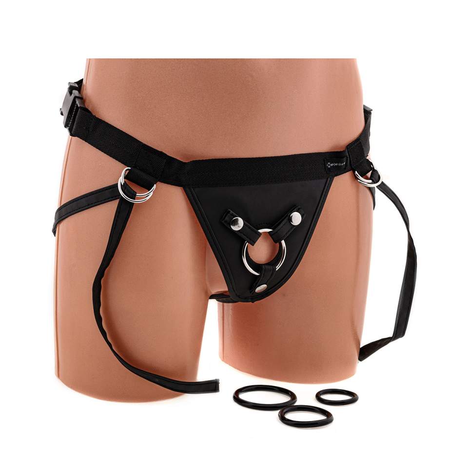 Uniwersalna uprząż do strap-onów w zestawie z trzema wymiennymi o-ringami