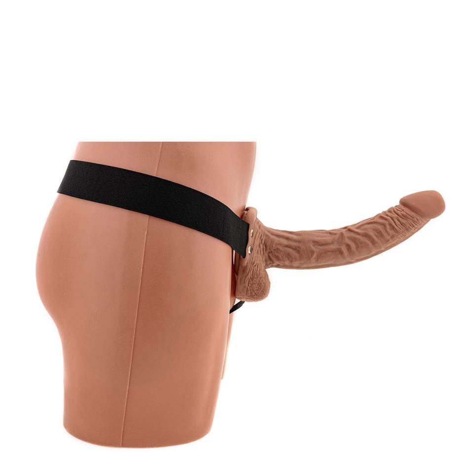 Niezwykle realistyczna proteza penisa typu strapon z jądrami na pasku - 23cm