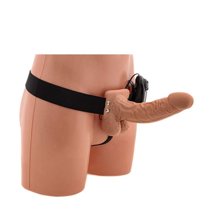 Realistyczna cielista proteza penisa strapon z wibracjami – 19 cm