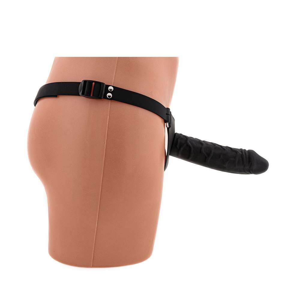 Czarny silikonowy strapon realistyczny – 17 cm