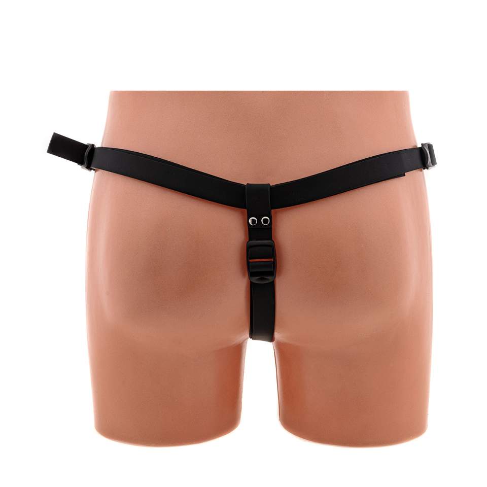 Czarny silikonowy strapon realistyczny – 17 cm