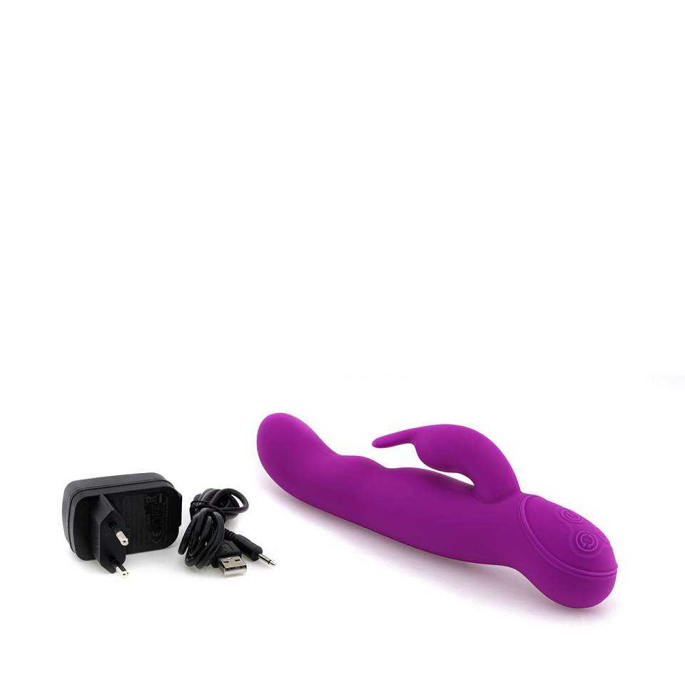 Fioletowy rotacyjny wibrator króliczek do stymulacji łechtaczki i pochwy
