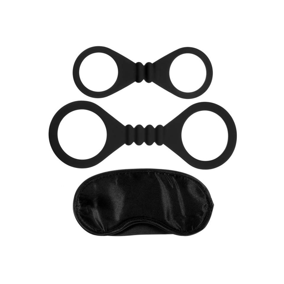 Kajdanki na nadgarstki i kostki w zestawie z opaską 