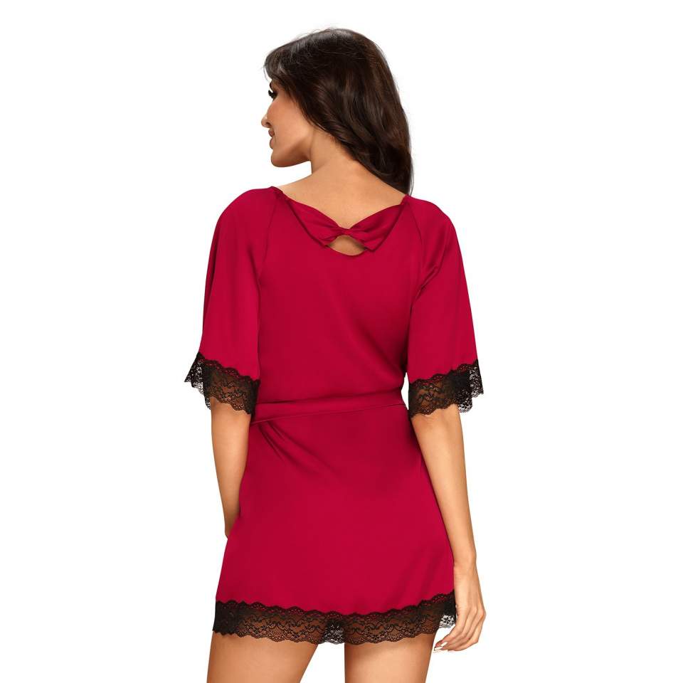 Czerwony satynowy szlafrok Obsessive Sensuelia